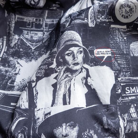 Alorna Wool Overcoat Graphic Lining Black Size L Dark Academia - Picture 10 of 14